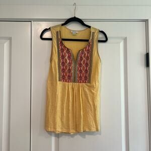 Sundance Women's Sleeveless Tank Blouse Light Yellow‎ with Embroidery Size S
